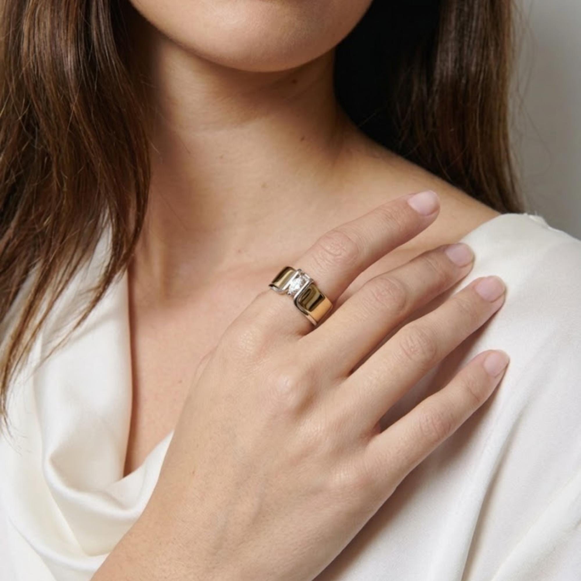 Marquise CZ Smart Ring Cover for Oura Ring Sterling Silver Gold Plated Dainty Stackable Ring Minimal Jewelry Gift