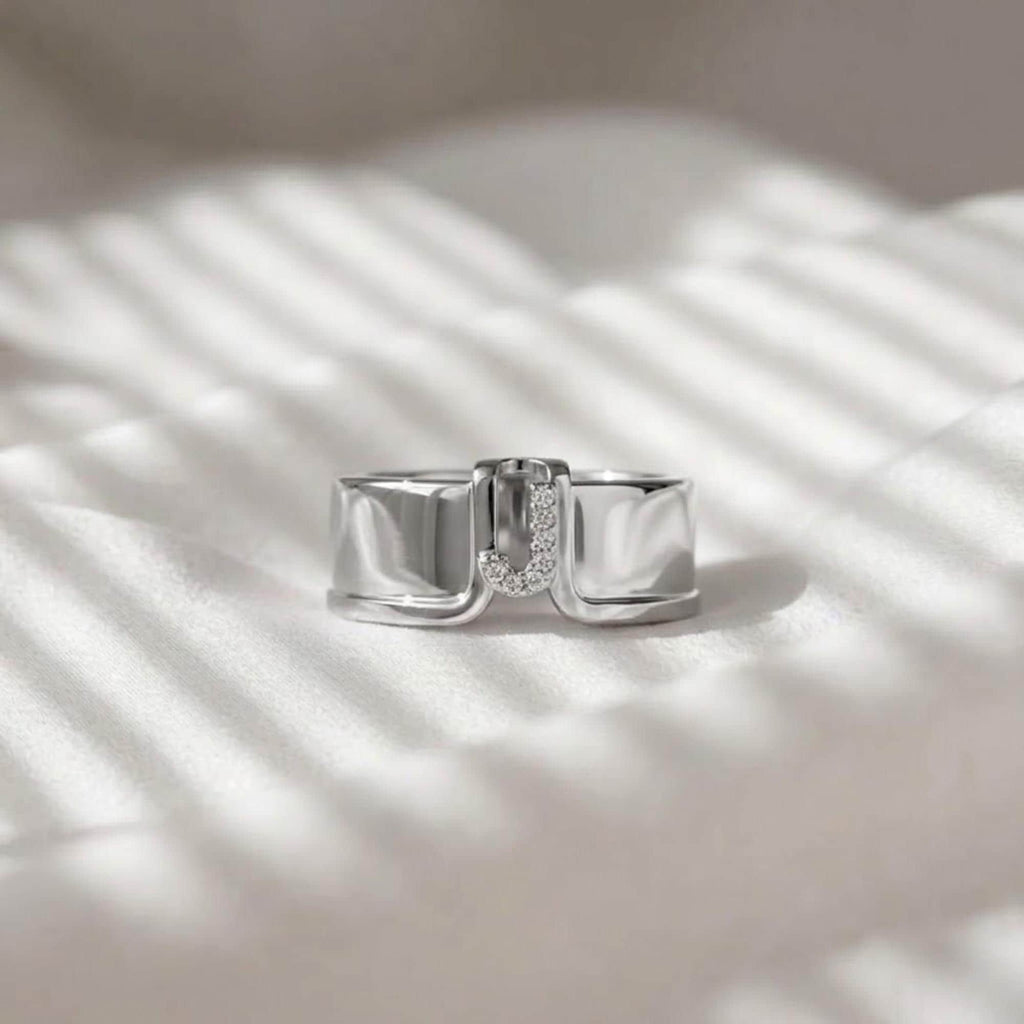 Custom Initial Oura Ring Cover CZ Pave Letter Ring Sterling Silver Gold Plated Smart Ring Accessory