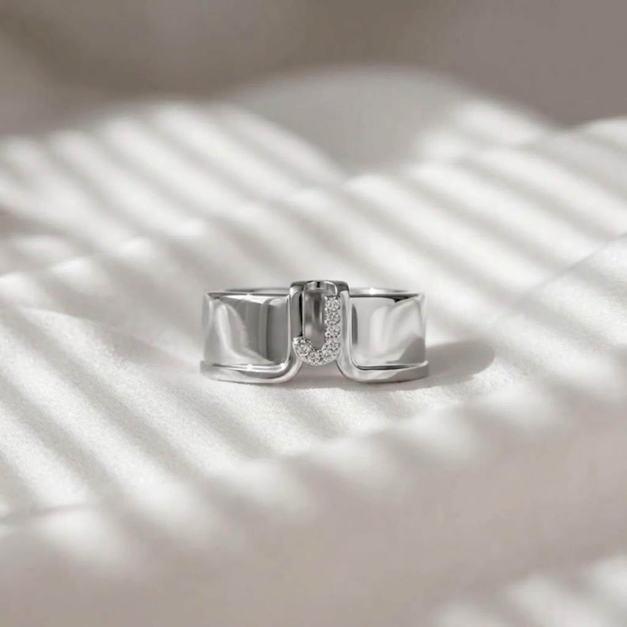 Custom Initial Oura Ring Cover CZ Pave Letter Ring Sterling Silver Gold Plated Smart Ring Accessory