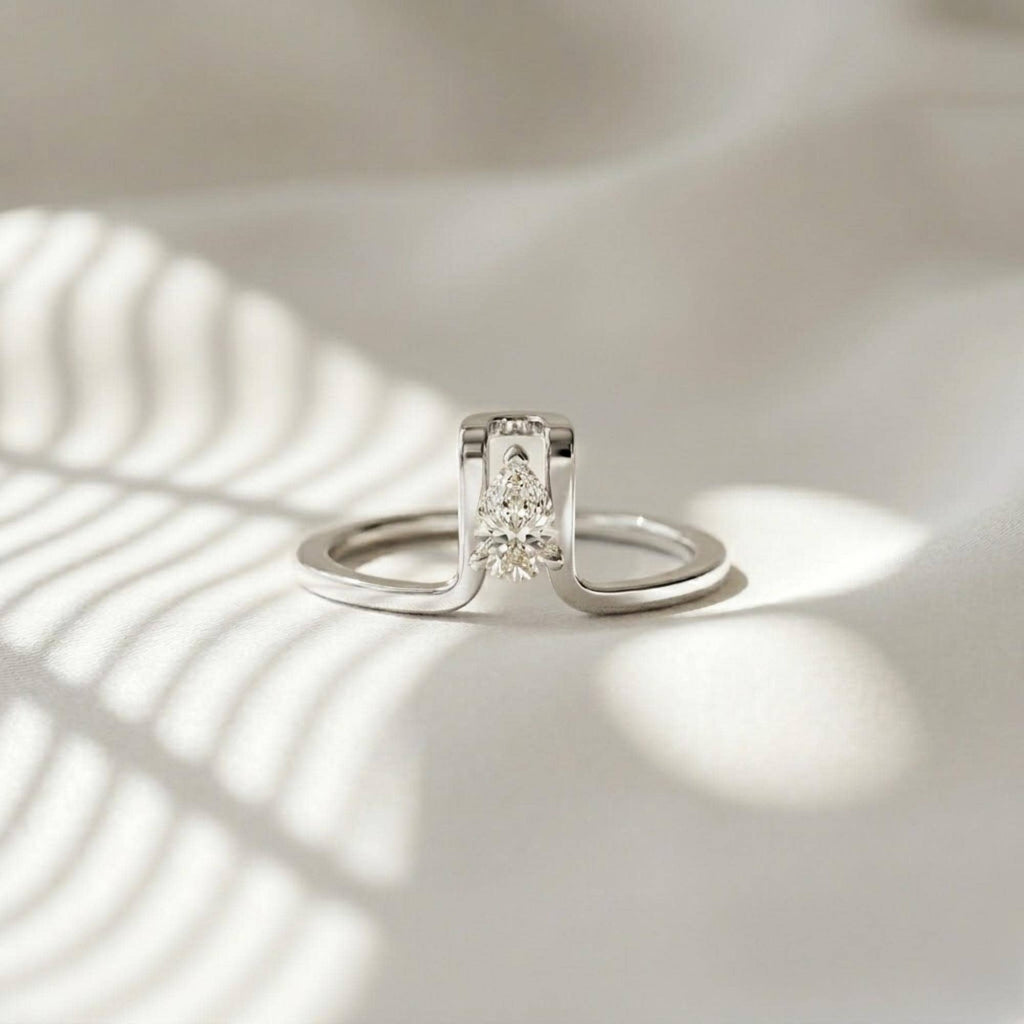 Moissanite Oura Ring Cover Pear Ring Gold Vermeil Sterling Silver Dainty Stackable Smart Ring Enhancer