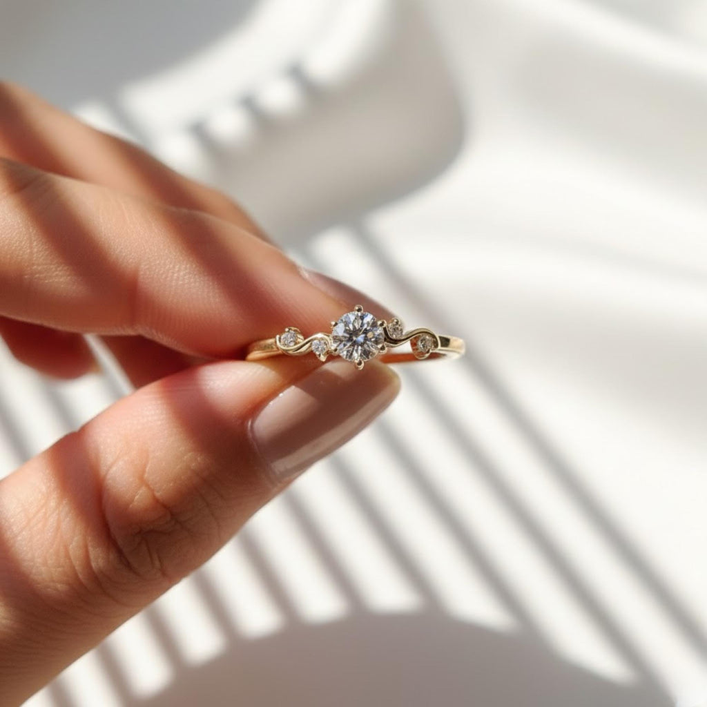 Vintage Style Diamond Engagement Ring 0.25 Ct Lab Diamond 5 Stone Ring 10K Gold Silver Ring