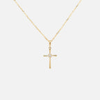 Minimal Diamond Cross Necklace Lab Diamond Cross Pendant Sterling Silver 10K Gold Dainty Necklace