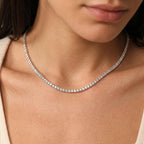 Moissanite Tennis Necklace 925 Sterling Silver, Diamond Look Necklace, Dainty to Statement Tennis Chain 14 16 18 Inch Gift for Her