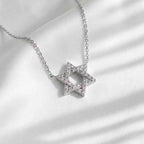 14K Gold Diamond Star of David Necklace, Lab Grown Diamond Pendant, Jewish Necklace Men Women, Minimalist Diamond Charm Gift