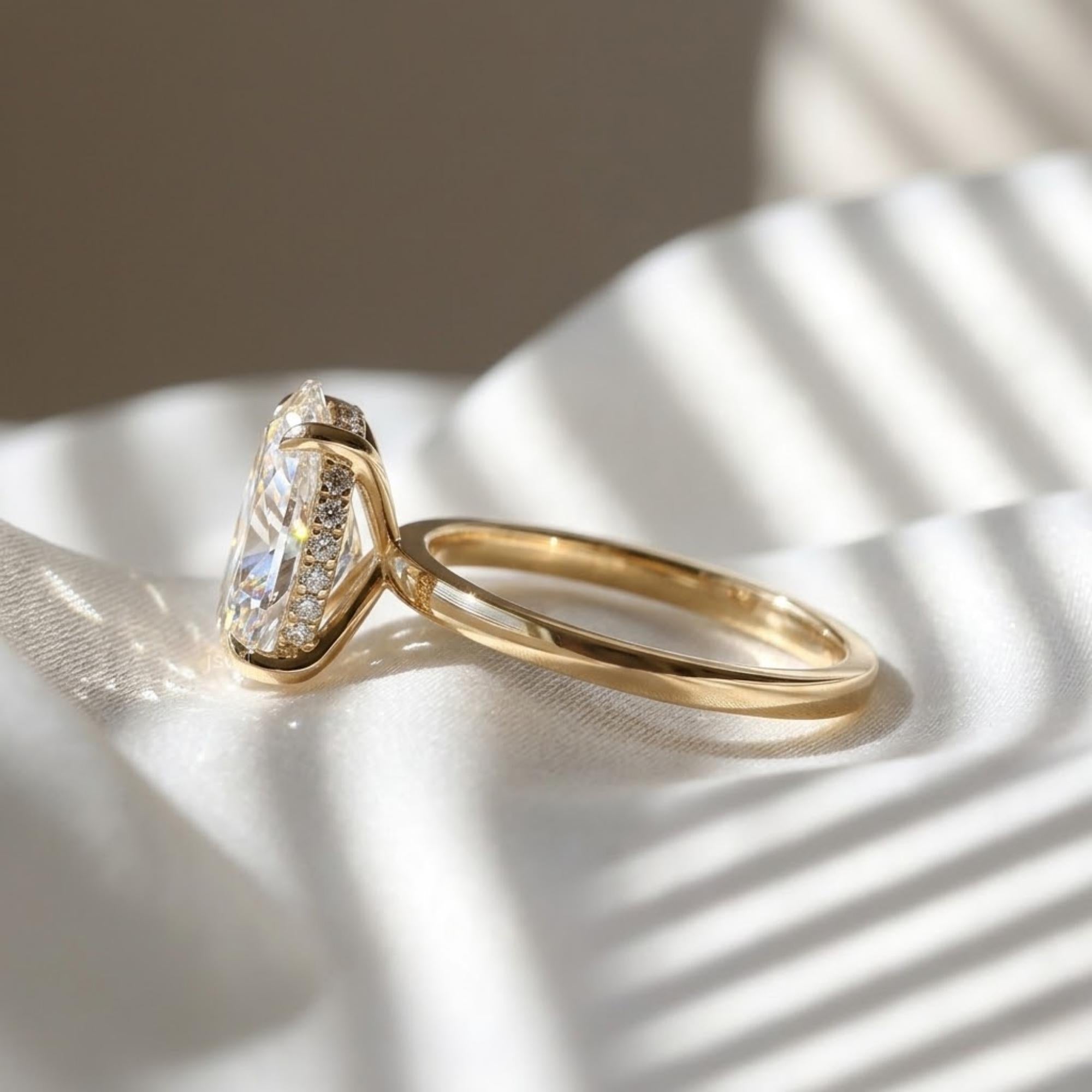 Oval Diamond Ring 3 4 5 Carat Hidden Halo IGI Certified Engagement Ring
