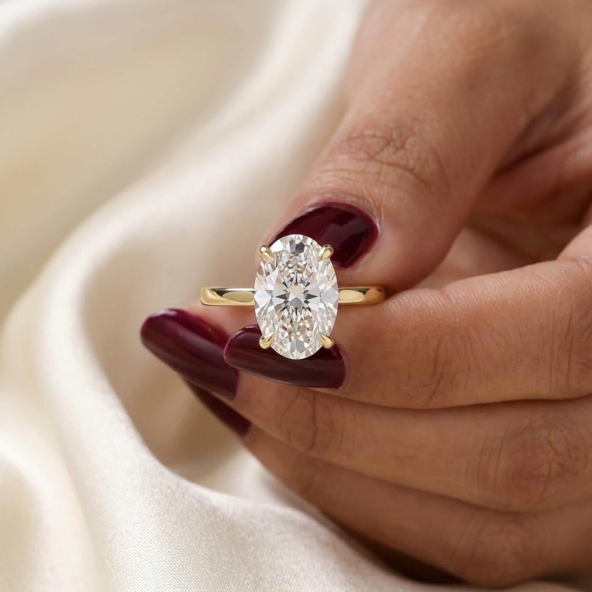 Oval Diamond Ring 3 4 5 Carat Hidden Halo IGI Certified Engagement Ring