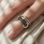 Multi Band Interlocking Sterling Silver CZ Statement Ring