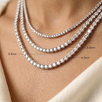 Moissanite Tennis Necklace 925 Sterling Silver, Diamond Look Necklace, Dainty to Statement Tennis Chain 14 16 18 Inch Gift for Her