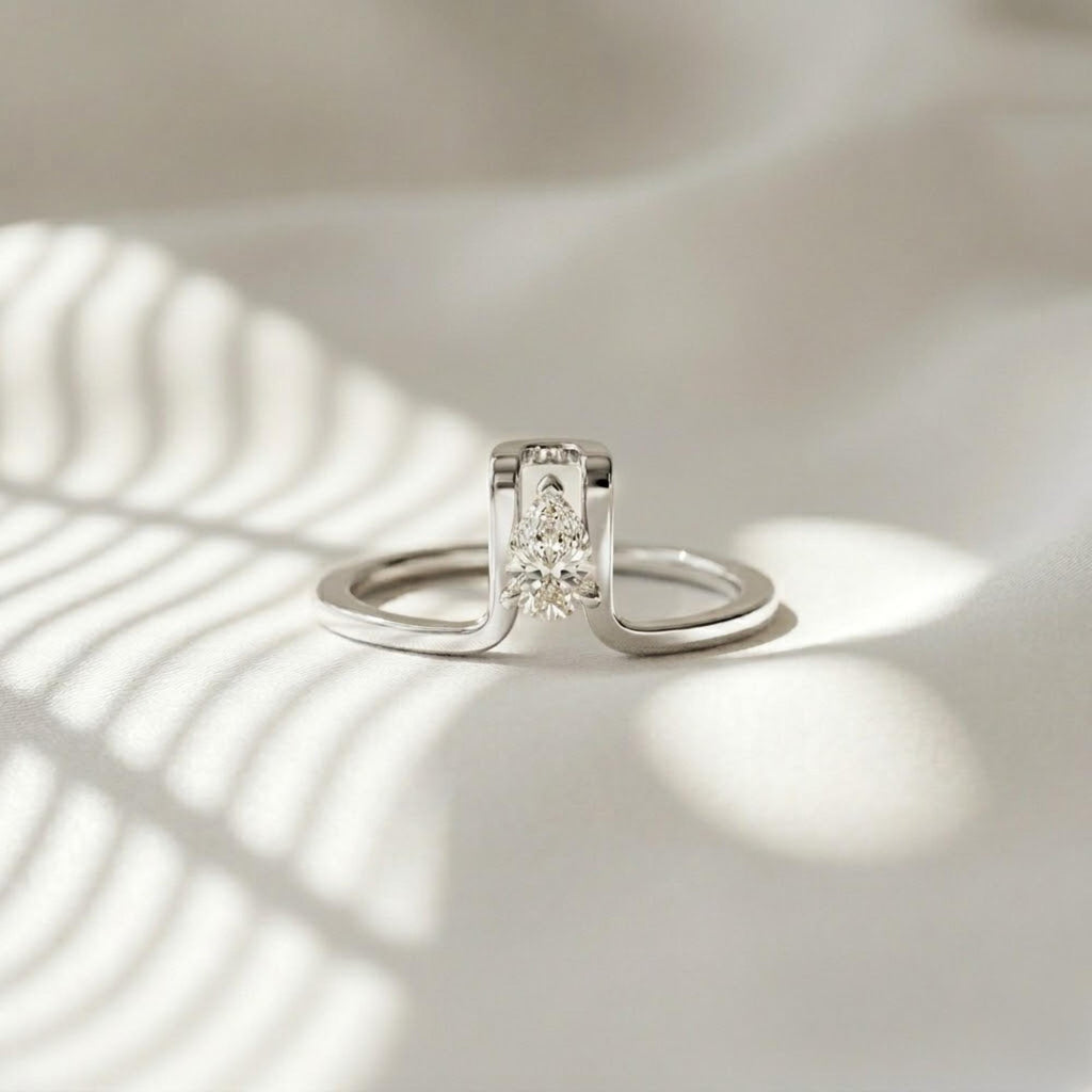 Pear CZ Oura Ring Cover Dainty Stackable Ring Sterling Silver Gold Plated Smart Ring Enhancer