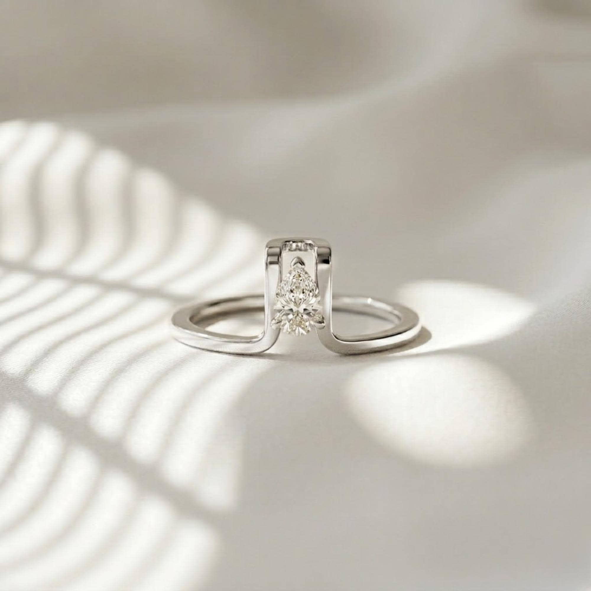 Ultrahuman Ring Cover Pear CZ Ring Sterling Silver Gold Plated Dainty Stackable Smart Ring Enhancer