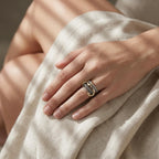 Multi Band Interlocking Sterling Silver CZ Statement Ring