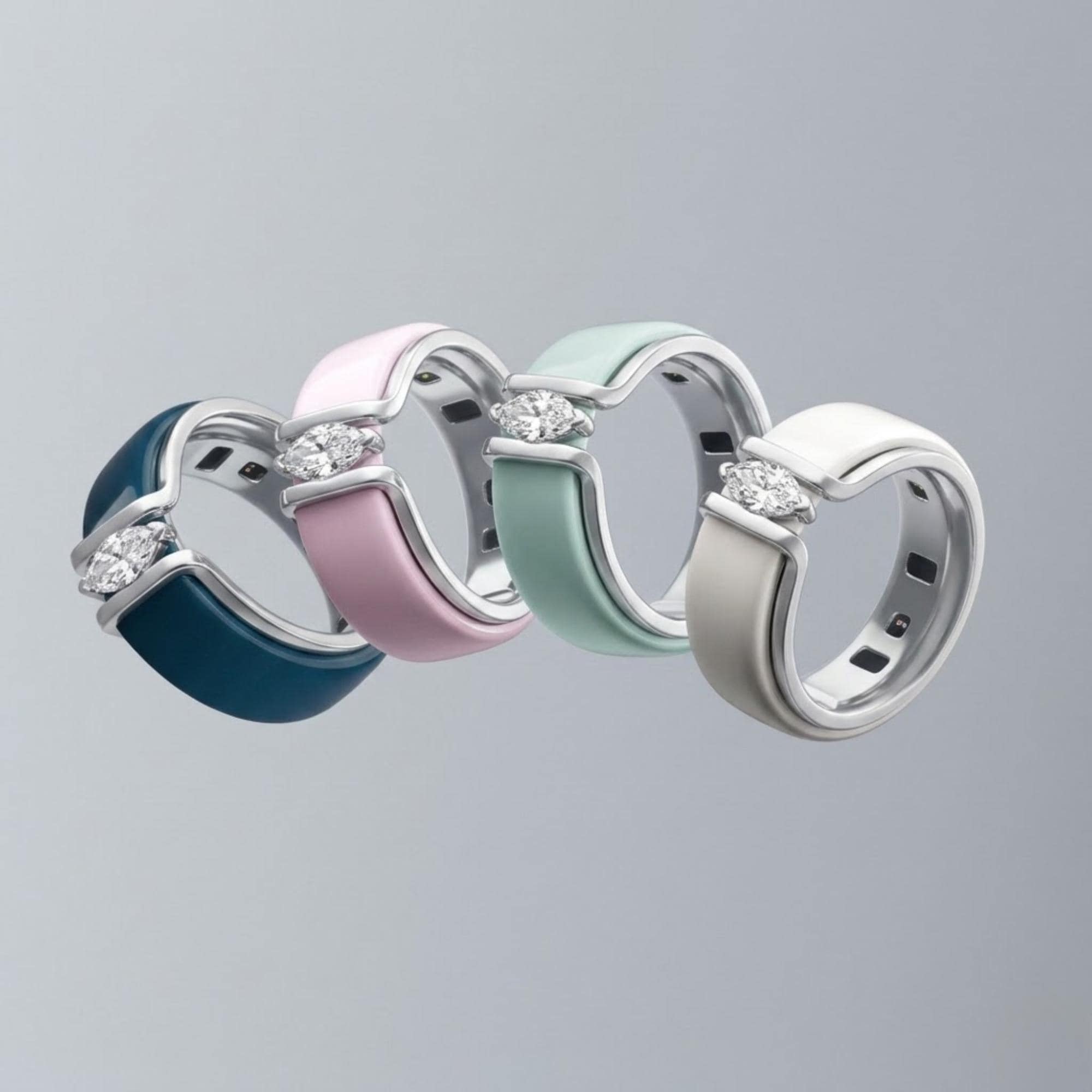Marquise CZ Smart Ring Cover for Oura Ring Sterling Silver Gold Plated Dainty Stackable Ring Minimal Jewelry Gift