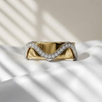 Rose Gold Vermeil Oura Ring Jacket Wavy Moissanite Smart Ring Cover