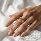 Wavy Moissanite Oura Ring Cover Gold Vermeil Smart Ring Jacket