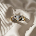 Wavy Moissanite Oura Ring Cover Gold Vermeil Smart Ring Jacket