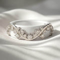 Wavy Moissanite Oura Ring Jacket Sterling Silver Gold Vermeil Smart Ring Enhancer Sparkle Band Cover