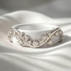 Wavy Moissanite Oura Ring Jacket Gold Vermeil Smart Ring Enhancer