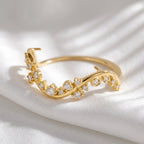 Wavy Moissanite Oura Ring Jacket Gold Vermeil Smart Ring Enhancer