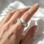 Wavy Moissanite Oura Ring Jacket Gold Vermeil Smart Ring Enhancer