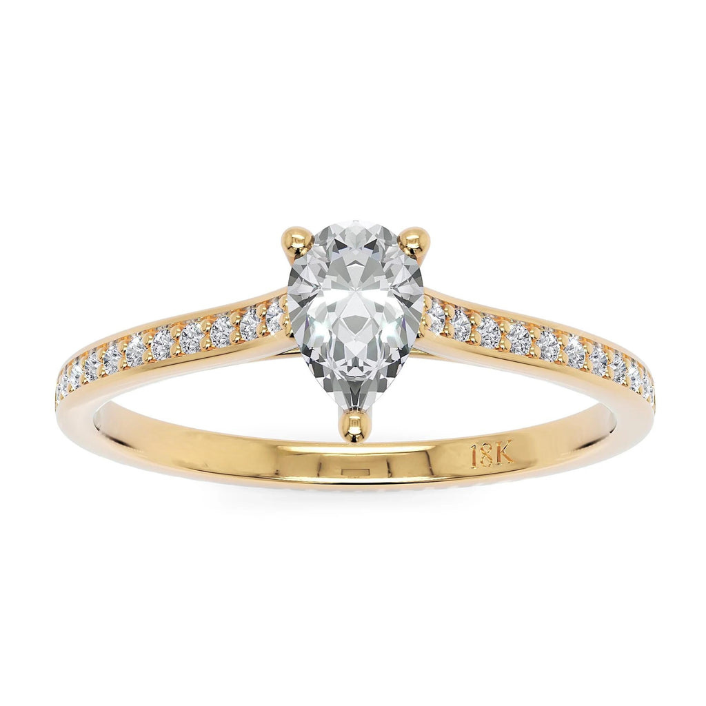 0.50 CT Pear Lab Grown Diamond Engagement Ring, 18K Gold Solitaire Ring, Dainty Promise Ring, Minimalist Bridal Ring
