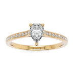 0.50 CT Pear Lab Grown Diamond Engagement Ring, 18K Gold Solitaire Ring, Dainty Promise Ring, Minimalist Bridal Ring