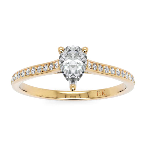 0.50 CT Pear Lab Grown Diamond Engagement Ring, 18K Gold Solitaire Ring, Dainty Promise Ring, Minimalist Bridal Ring