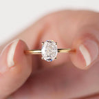 1.50 CT Oval Lab Grown Diamond Engagement Ring, IGI Certified Oval Solitaire Ring, 4 Prong Gold Engagement Ring