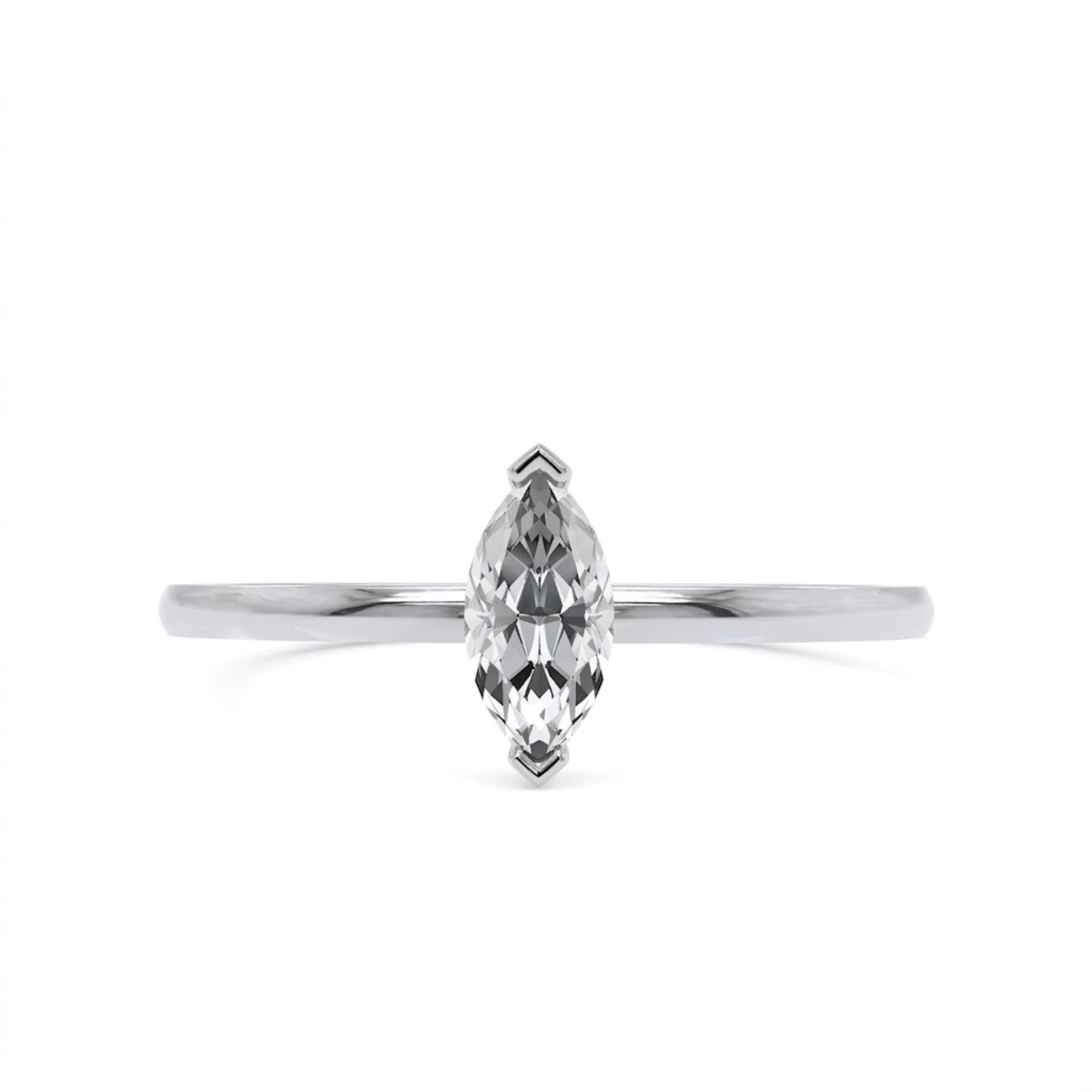 0.30 CT Marquise Lab Grown Diamond Engagement Ring, Dainty Solitaire Ring, Minimalist Gold Promise Ring, Navette Diamond Ring
