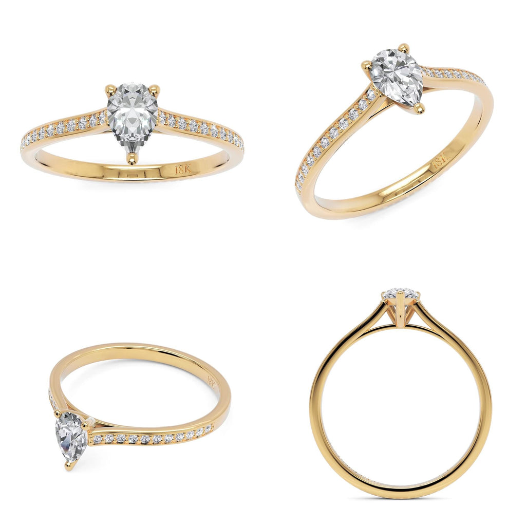 0.50 CT Pear Lab Grown Diamond Engagement Ring, 18K Gold Solitaire Ring, Dainty Promise Ring, Minimalist Bridal Ring