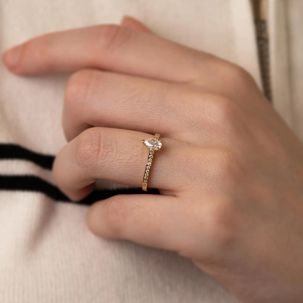 0.50 CT Pear Lab Grown Diamond Engagement Ring, 18K Gold Solitaire Ring, Dainty Promise Ring, Minimalist Bridal Ring