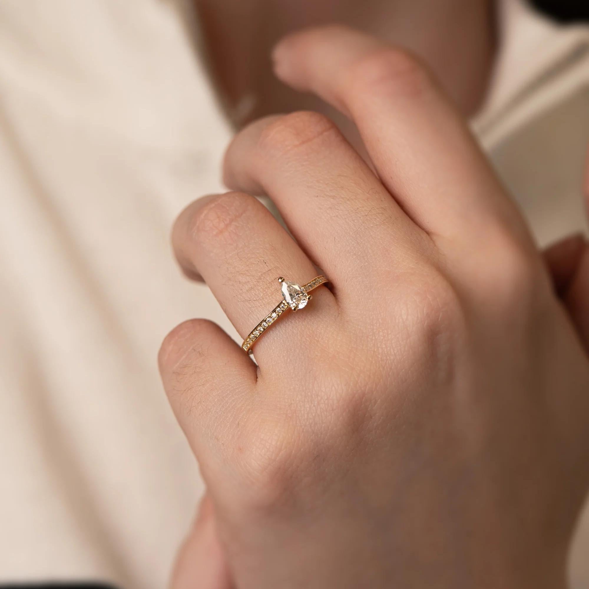 0.50 CT Pear Lab Grown Diamond Engagement Ring, 18K Gold Solitaire Ring, Dainty Promise Ring, Minimalist Bridal Ring