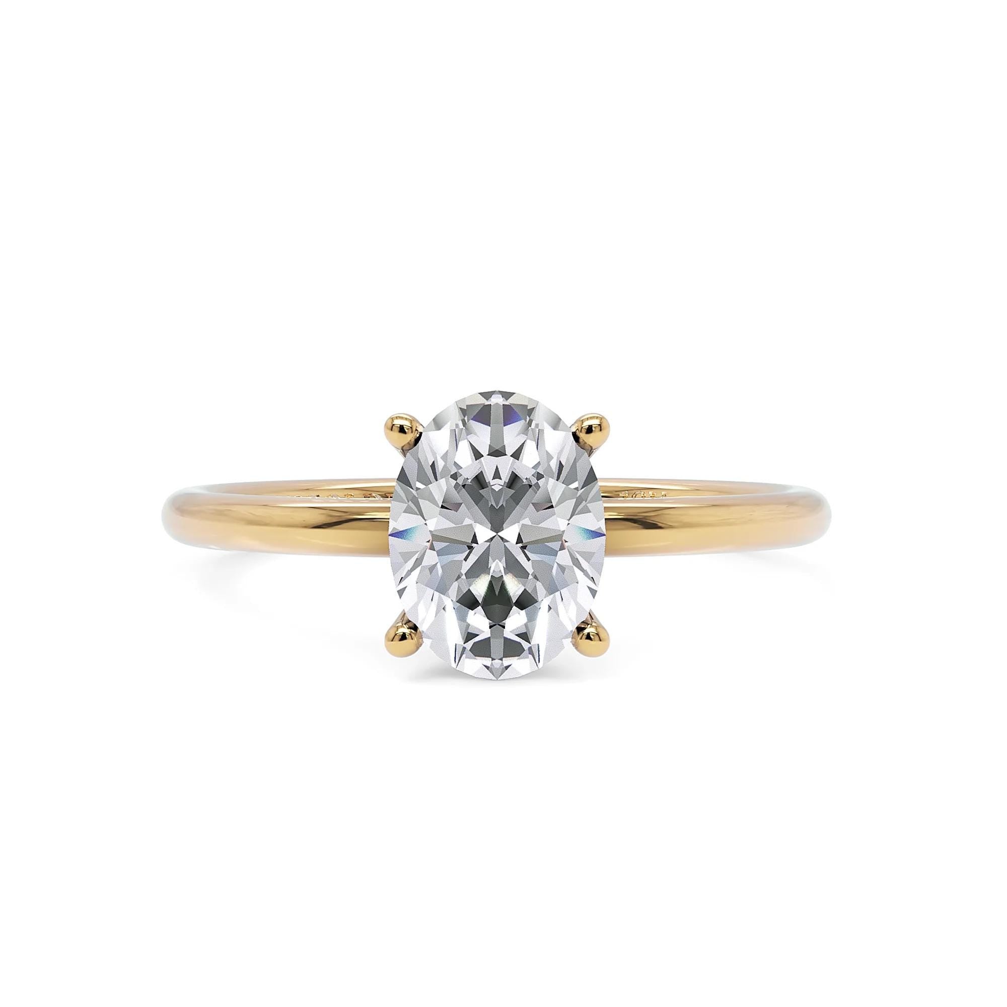 1.50 CT Oval Lab Grown Diamond Engagement Ring, IGI Certified Oval Solitaire Ring, 4 Prong Gold Engagement Ring