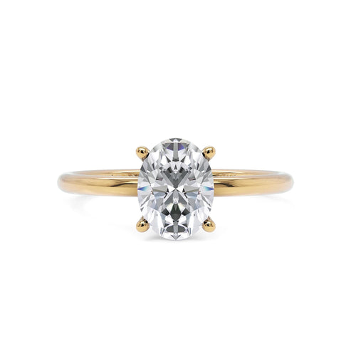 1.50 CT Oval Lab Grown Diamond Engagement Ring, IGI Certified Oval Solitaire Ring, 4 Prong Gold Engagement Ring