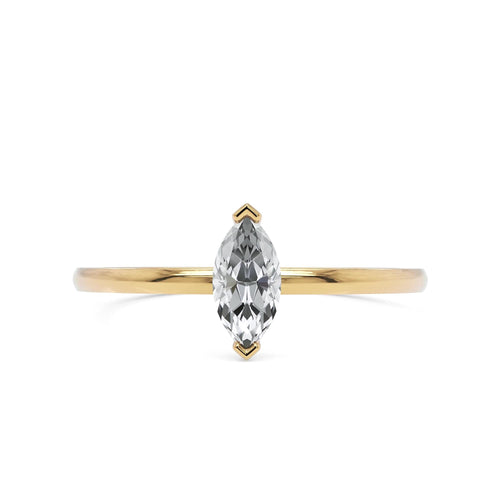 0.30 CT Marquise Lab Grown Diamond Engagement Ring, Dainty Solitaire Ring, Minimalist Gold Promise Ring, Navette Diamond Ring