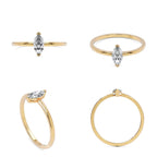 0.30 CT Marquise Lab Grown Diamond Engagement Ring, Dainty Solitaire Ring, Minimalist Gold Promise Ring, Navette Diamond Ring