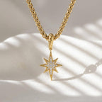 North Star Diamond Pendant 14K Gold Compass Star Celestial Charm