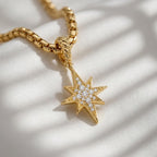 North Star Diamond Pendant 14K Gold Compass Star Celestial Charm
