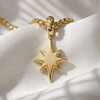 North Star Diamond Pendant 14K Gold Compass Star Celestial Charm