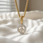 Diamond Peace Sign Pendant 14K Gold Peace Diamond Charm