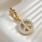 Diamond Peace Sign Pendant 14K Gold Peace Diamond Charm