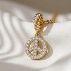 Diamond Peace Sign Pendant 14K Gold Peace Diamond Charm
