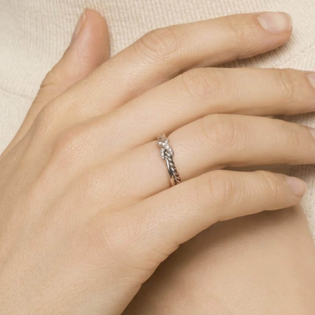 Diamond X Ring 10K 14K Gold Lab Grown Diamond Criss Cross Ring Minimalist Stackable Ring Promise Ring Gift for Her