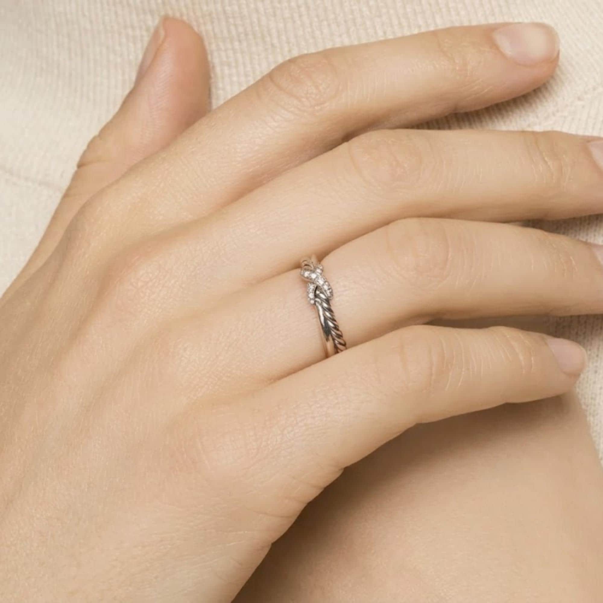 Diamond X Ring 10K 14K Gold Lab Grown Diamond Criss Cross Ring Minimalist Stackable Ring Promise Ring Gift for Her