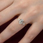 Oval Lab Grown Diamond Engagement Ring 14K Gold Three Stone Ring 1.5 CT Oval Diamond Ring Pear Side Stone Engagement Ring VVS DEF