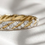 Pavé Diamond Band Ring 10K 14K Gold Lab Grown Diamond Stackable Wedding Band Minimalist Eternity Ring Gift for Her