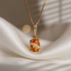 14K Gold Citrine Birthstone & Diamond Charm Pendant
