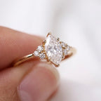0.57 CTW Marquise Lab Grown Diamond Engagement Ring 14K Gold Promise Ring Minimalist Diamond Ring Marquise Bridal Ring Gift for Her