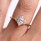 0.57 CTW Marquise Lab Grown Diamond Engagement Ring 14K Gold Promise Ring Minimalist Diamond Ring Marquise Bridal Ring Gift for Her