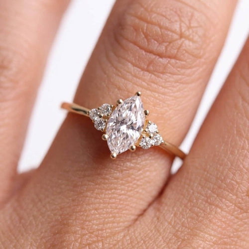 0.57 CTW Marquise Lab Grown Diamond Engagement Ring 14K Gold Promise Ring Minimalist Diamond Ring Marquise Bridal Ring Gift for Her