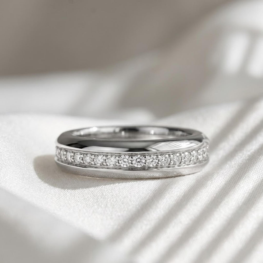 Men’s Beveled Diamond Wedding Band 10K 14K Gold 5mm Lab Grown Diamond Ring Luxury Anniversary Ring Comfort Fit Band